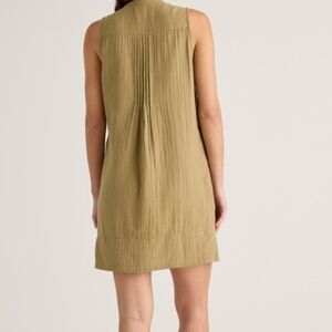 Quince European Flax Linen Gauzy Sleeveless Olive Green Swing Mini Dress Sz S